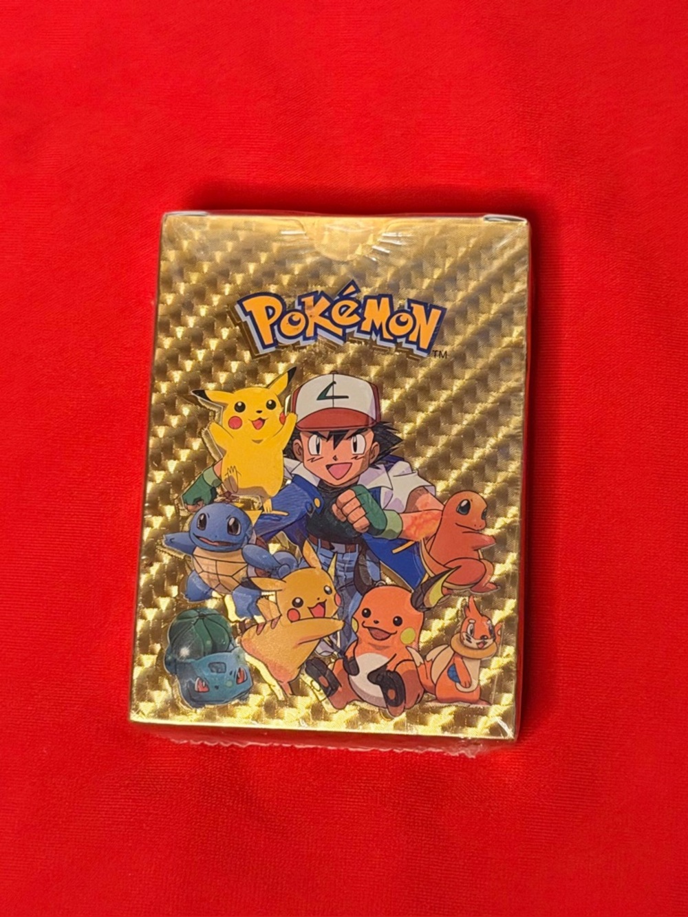 Pokémon Gold 55pc Packs      Card Sleeves with Ash and Pokémon - Gold